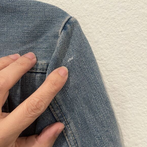 Sea New York Eyelet Trim Lace Up Combo Denim Jacket Size Xs STAINED! - Picture 6 of 9